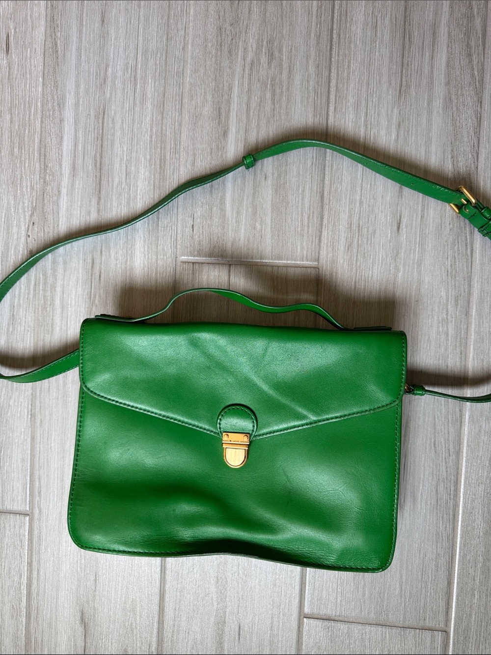 Marc By Marc Jacobs Green Leather Crossbody Bag with Gold Hardware